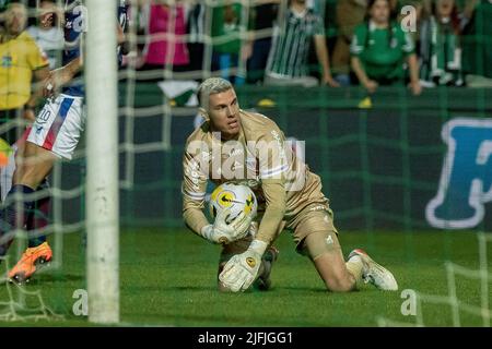 Curitiba, Brasilien. 03.. Juli 2022. PR - Curitiba - 07/03/2022 - BRASILIANISCHER A 2022, CORITIBA X FORTALEZA - Marcelo Boeck Torwart von Fortaleza bei einem Spiel gegen Coritiba im Stadion Couto Pereira für die brasilianische Meisterschaft A 2022. Foto: Robson Mafra/AGIF/Sipa USA Quelle: SIPA USA/Alamy Live News Stockfoto