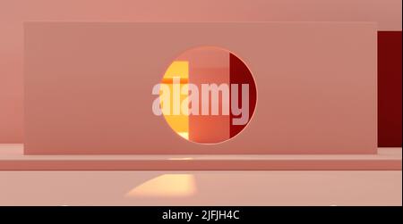 3D Rendering von minimalistischem Hintergrund mit geometrischem Formdesign Stockfoto