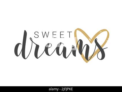 Vektorgrafik. Handgeschriebener Schriftzug von Sweet Dreams. Vorlage für Banner, Grußkarte, Postkarte, Poster, Print- oder Webprodukt. Stock Vektor