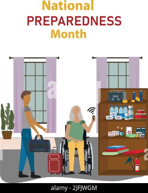 Ressourcen zur Notfallvorbereitung Vektordarstellung mit Werkzeugzusammensetzung und Symbolen für Notfallpläne. Stockfoto