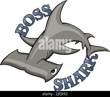 Cartoon grau Hammerschopf Boss Hai Stock Vektor