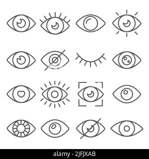 Symbol für die Augenlinie auf weißem Hintergrund eingestellt Stock Vektor