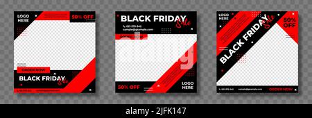 Satz von editierbaren Vorlagen für Instagram Post, Facebook quadratischen Rahmen, Social Media, Black Friday, Werbung, Und Business-Promotion, frisches Design w Stock Vektor