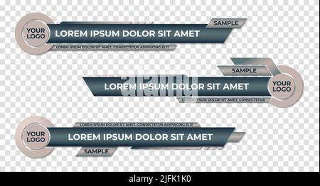 Grafischer Satz von Broadcast News, „Lower Thirds“-Banner für das Fernsehen. Video- und Medienkanal. Vektorgrafik Stock Vektor
