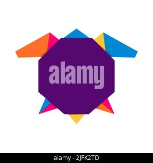 Schildkröte Origami. Abstraktes, farbenfrohes und lebendiges Schildkrötenlogo. Tierisches Origami. Vektorgrafik Stock Vektor