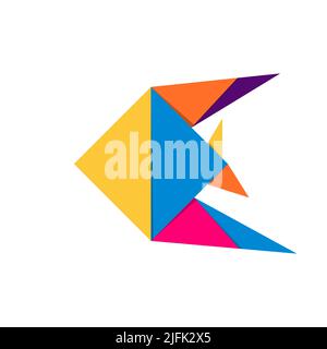 Fisch-Origami. Abstraktes, farbenfrohes Fischlogo-Design. Tierisches Origami. Vektorgrafik Stock Vektor