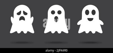 Drei niedliche Geister. Geister kritzeln. Vektorgrafik Stock Vektor