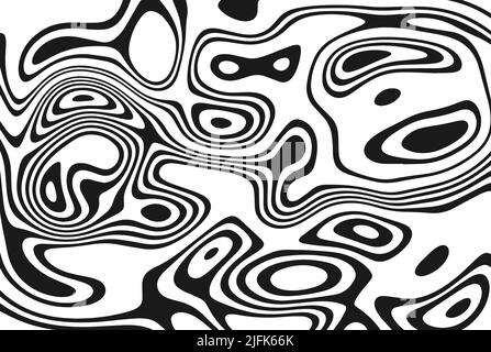 Schwarz-Weiß-Design. Muster mit optischer Illusion. Abstrakter geometrischer Hintergrund. Vektorgrafik. Stock Vektor