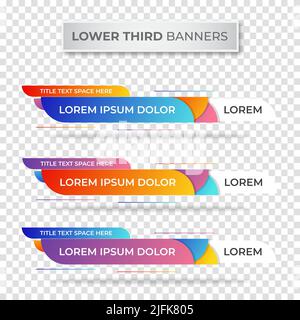 Unteres drittes Banner. tv, Bars, Set. Streaming-Video. Nachrichten, Sport-Nachrichten, Schnittstelle, Design-Vorlage. Vektorgrafik Stock Vektor