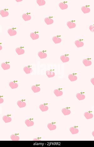 Pinkfarbenes Pfirsichmuster. Frisches Obst Hintergrund. Vektorgrafik Stock Vektor