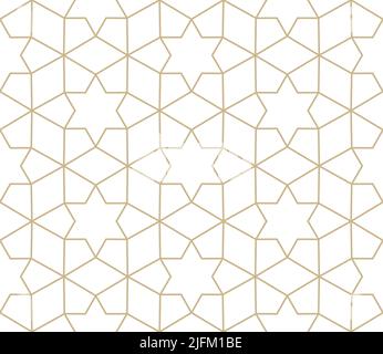 Moderne einfache geometrische Vektor nahtlose Muster mit Goldblumen, Linie Textur auf weißem Hintergrund. Helle abstrakte florale Tapete, helle Fliesen Stock Vektor