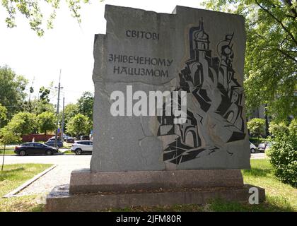 Kiew, Ukraine 15. Mai 2021: Gedenkstätte Babi Yar der Nazi-Massenhinrichtungen der Zivilbevölkerung von Roma, Juden und sowjetischen Kriegsgefangenen Stockfoto