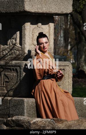 Kiew, Ukraine 27. April 2021: Park 'Kyota' in der Stadt Kiew im Frühjahr Stockfoto