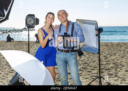Porträt von Model und Fotograf Stockfoto