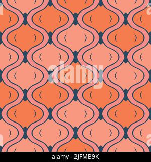 Nahtloses Vektormuster mit Netzstruktur auf hellrosa Hintergrund. Modernes Rastermosaik-Tapetendesign. Dekorative Sommermode Textil. Stock Vektor