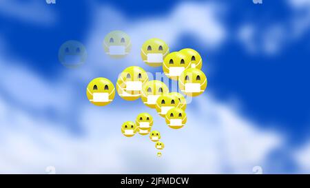 Senden Maske Emoji in krank und ungesund Tag Animation. Teilen von Emoji auf Internetclips. Stockfoto