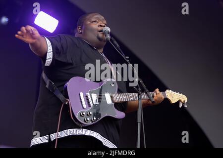 Christone Kingfish Ingram tritt auf der Rainbow Stage im American Express Present BST Hyde Park in London, England, auf. Kredit: S.A.M./Alamy Live Nachrichten Stockfoto