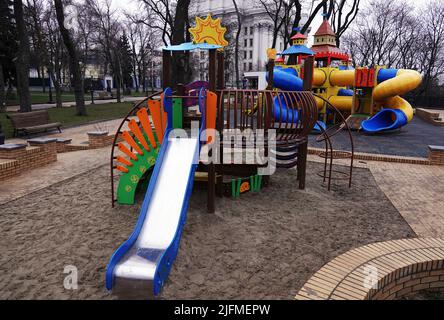 Kiew, Ukraine 31. Januar 2020: Spielplatz im Stadtzentrum von Kiew Stockfoto