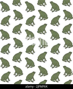 Vektor nahtlose Muster von Hand gezeichneten Doodle Skizze farbigen Frosch auf weißem Hintergrund isoliert Stock Vektor