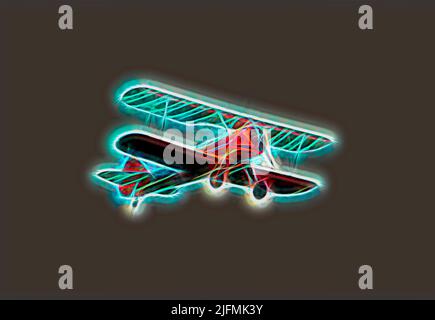 Neon biplane vintage alte Flugzeug hell bunt verschiedenen Design Stockfoto