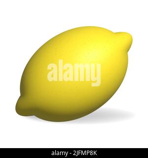 Gelbes Zitronensymbol. 3D Darstellung auf weißem Hintergrund isoliert Stock Vektor