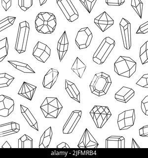 Linie Kristall nahtloses Muster. Diamanten Kristalle Doodle Print, Schmuck Edelstein geometrisches Design. Aufgeräumter Vektor mit abstraktem, edlivem und edliv Stock Vektor