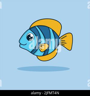 Niedlichen Fisch Vektor-Symbol Illustration. Flache Cartoon-Stil. Tier Natur Icon Konzept Stock Vektor