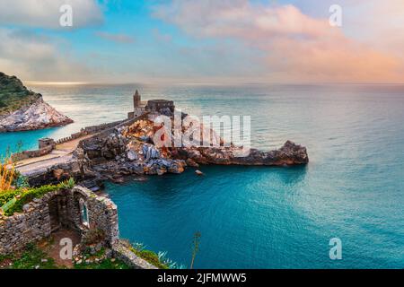 Chiesa di San Pietro am Meer in Portvenere, Italien. Stockfoto