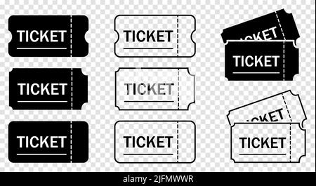 Ticketsymbole. Flacher und liniverer Kunststil. Vektordarstellung auf transparentem Hintergrund isoliert Stock Vektor