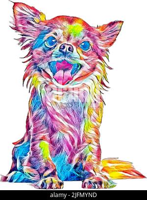 Eine Illustration glücklich Porträt von bunten Chihuahua Hund auf weißem Hintergrund Stockfoto