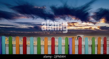 Ault Onival, Plage au coucher de Soleil. Stockfoto