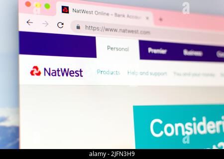 NatWest Bank Webseite Stockfoto
