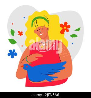 Frieden und Liebe - moderne bunte flache Design Stil Illustration Stock Vektor