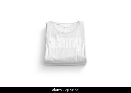 Blank weiß gefaltet Quadrat T-Shirt Mockup Stapel, Draufsicht Stockfoto