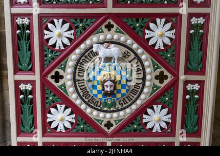 Detail der Eingangstür zu Piece Hall, einem denkmalgeschützten Gebäude in Halifax, West Yorkshire, England. Stockfoto