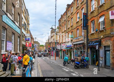 Brick Lane, London. Sehen Sie die berühmte Brick Lane in Tower Hamlets, East End, London, England, Großbritannien Stockfoto
