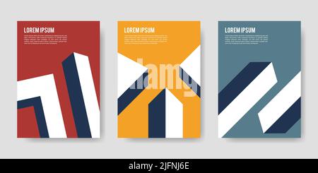 Eine Sammlung von drei abstrakten Hintergründen. Handzeichnung verschiedener Formen und Doodle-Objekte. Trendige moderne zeitgenössische Vektor-Illustration Stock Vektor