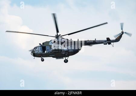 SLIAC/SLOWAKEI - August 3, 2019: Tschechische Luftwaffe Mil Mi-171 Sh 9868 Transporthubschrauber Anzeige an Siaf slowakischen International Air Fest 2019 Stockfoto