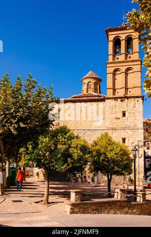 Kirche der Geburt der Jungfrau Maria - Iglesia de la Natividad de la Santísima Virgen. Alhama de Aragón, Zaragoza, Aragón, Spanien, Europa Stockfoto