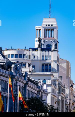 Círculo de Bellas Artes ist der Name, unter dem das Anwesen am Zusammenfluss der Calle de Alcalá und der Gran Vía in Madrid bekannt ist, das heißt das h Stockfoto
