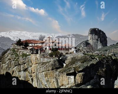 Monestary auf einem Felsen in Meteora, Griechenland Stockfoto