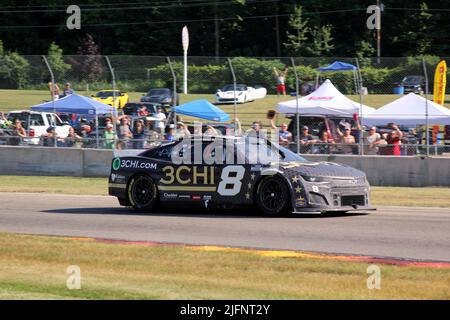 Elkhart Lake, Wisconsin - 3. Juli 2022: Kwik Trip 250 präsentiert von JOCKEY Made in America. Sieger Tyler Reddick, beim No. 8 Richard Childress Racing Stockfoto