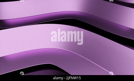 Drehen von 3D Linien mit Biegungen. Design. 3D Metalllinien mit Biegungen bewegen sich. Hintergrund von geschwungenen wellenförmigen Linien mit Metallic-3D-Effekt Stockfoto