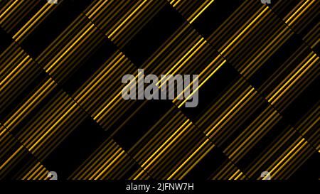 Bewegte Neonlinien in Streifen. Bewegung. Diagonalstreifen mit beweglichen Neonlinien im Retro-Stil. Animation mit Neonlinien und Streifen im Retro-Stil Stockfoto