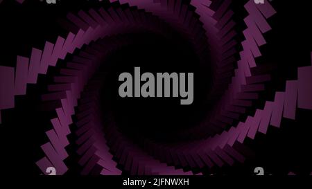 Ein langer Korridor. Design. Große Korridore mit grünen und violetten Farbtönen in abstrakter Form, die sich kontinuierlich vorwärts bewegen. Stockfoto