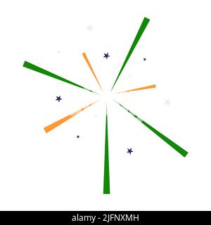 Einfaches Feuerwerk im indischen Flaggenstil. Vektorgrafik Stock Vektor