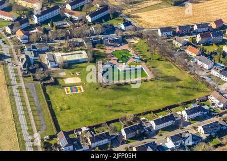 Luftaufnahme, Freibad Ahlen, Ahlen, Ruhrgebiet, Nordrhein-Westfalen, Deutschland, Badeanstalt, Badeort, DE, Europa, offen- Stockfoto