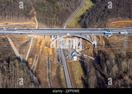 Autobahnbrücke Talbrücke Bechlingen der Autobahn A45 Sauerlandlinie, Baustelle für Neuersetzung, Aßlar, Sauerland, Hessen, Deutschland, M Stockfoto