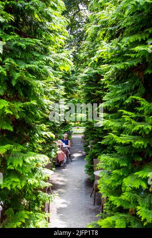 Gartencafé im Herbst Palace Museum (Muzeum Pałac Herbsta), Lodz, Polen Stockfoto