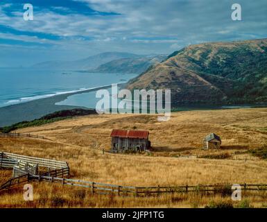 Ranch, Mattole River, King Range National Conservation Area, The Lost Coast, Humboldt County, Kalifornien Stockfoto